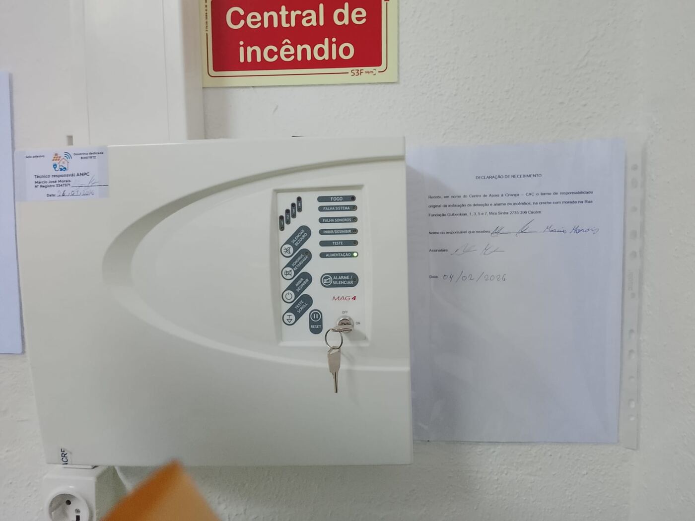 Central de deteção de incêndio