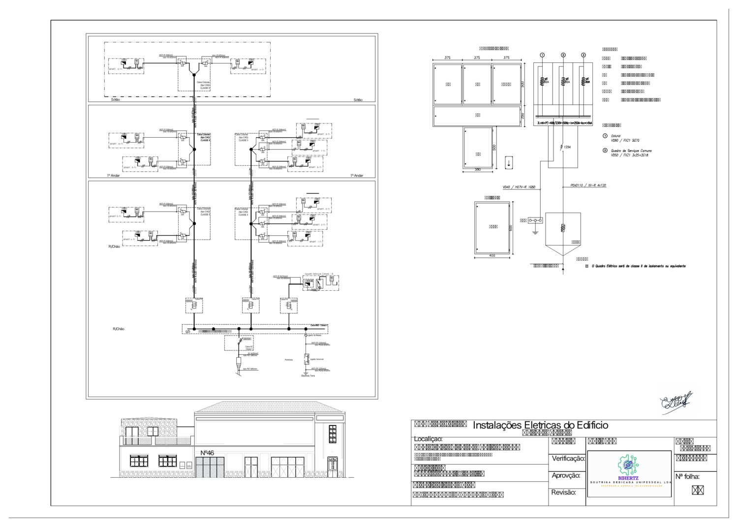 Planta do projeto: Edifício — Coluna montante